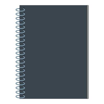 Closed spiral notebook showing blank cover page