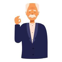 Smiling senior businessman making ok sign with hand gesture vector