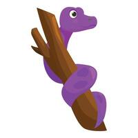 Purple snake climbing on a tree branch vector