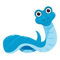 Blue snake cartoon character posing smiling vector
