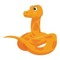 Cute cartoon yellow python snake posing proudly vector