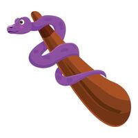 Purple snake slithering on tree branch illustration vector