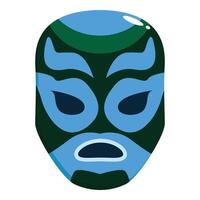 Blue and green lucha libre mask giving a serious expression vector