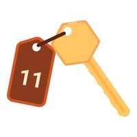 Hotel room key with key tag number eleven isolated on white background vector