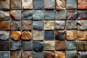 Abstract Rustic Stone Texture - Mosaic of Varied Colors for Background, Print, Wall Art photo