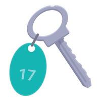 Hotel room key with key fob showing number seventeen vector