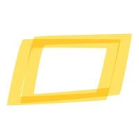 Yellow double square frame is floating on white background vector