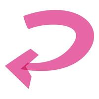 Pink arrow pointing to the left and making a half circle vector