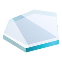 Hexagonal glass platform displaying light blue border vector