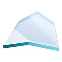 Transparent aqua edged geometric shape floating on white background vector