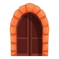 Ancient wooden door with stone archway inviting to enter vector