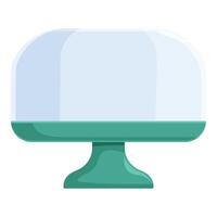 Empty glass cake stand with rounded shape lid for pastry storing vector