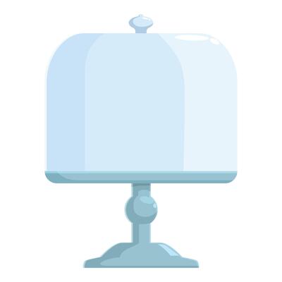 Empty glass cake stand with round transparent cover
