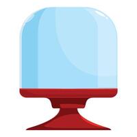 Empty glass dome display case standing on red tray vector