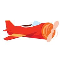 Red airplane flying in clear sky cartoon style vector