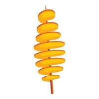 Tornado potato skewered on wooden stick rotating appetizingly vector