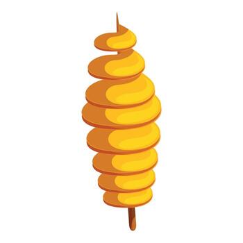 delicioso crujiente tornado patata siendo cocido en de madera brocheta vector