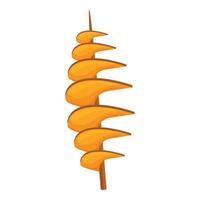 Grilled chicken skewer with a spiral shape on white background vector