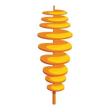 crujiente tornado patata arremolinándose en de madera brocheta vector