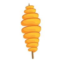 Crispy tornado potato skewer rotating on white background vector