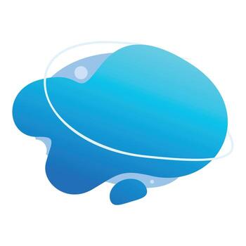 Abstract blue shape with gradient and white stroke orbiting around vector