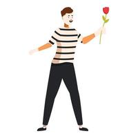 Mime giving a flower while performing pantomime vector