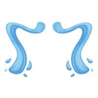 Two cartoon water splashes forming a symmetrical shape with drops vector
