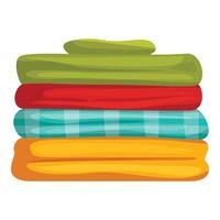 Stack of colorful blankets folded neatly on white background vector