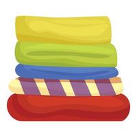 Stack of colorful folded blankets lying on top of each other vector