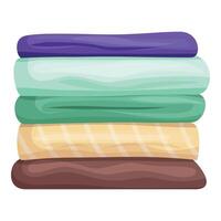 Stack of colorful folded towels or blankets on white background vector