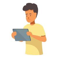 Young man holding digital tablet browsing internet vector