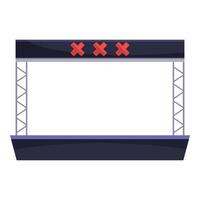 Empty outdoor stage with three red crosses is waiting for a band to perform vector