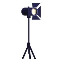 Professional studio spotlight standing on tripod illuminating on white background vector