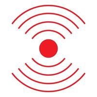 Red minimalist symbol representing broadcasting signal waves vector