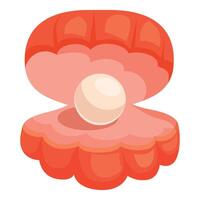 Beautiful pearl resting inside a red clam shell vector