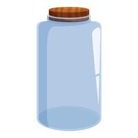 Empty glass jar with cork lid is ready for canning vector