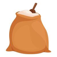 Full burlap sack of flour with wooden scoop vector