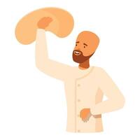 Baker tossing pizza dough in the air with a smile vector