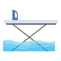 Ironing board partially submerged by rising water level vector