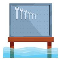 Garage tool board partially submerged by rising water vector