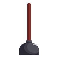 Black rubber plunger with wooden handle standing up vector