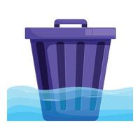 Plastic trash can floating in ocean water pollution problem vector