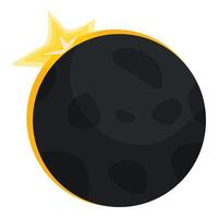 Dark planet hiding behind a bright star isolated on white background vector