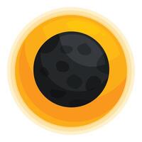 Round button showing solar eclipse with moon covering sun vector