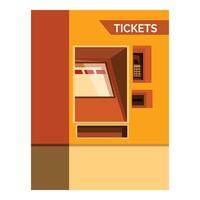 Yellow tickets self service machine standing in the hall of railway station, subway or airport vector
