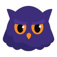 Purple owl staring with intense orange eyes vector