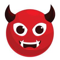 Red devil emoji showing its teeth and looking mischievous vector