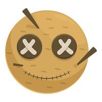 Voodoo doll face with cross stitched mouth showing scary expression vector