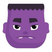 Purple monster face showing grumpy emotion vector