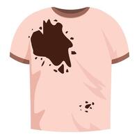 Pink t shirt showing stain after being worn by messy person vector